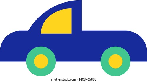 Blue car flat illustration on white