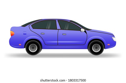 Blue car in flat style. Vehicle branding mockup.