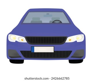 Blue  car. front view. vector illustration
