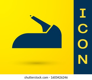 Blue Car handbrake icon isolated on yellow background. Parking brake lever.  Vector Illustration