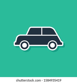 Blue Car icon isolated on green background.  Vector Illustration
