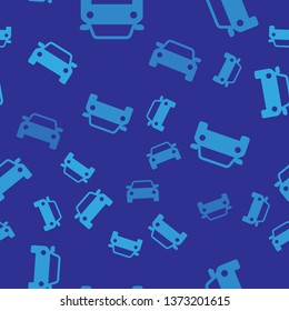 Blue Car icon isolated seamless pattern on blue background. Vector Illustration