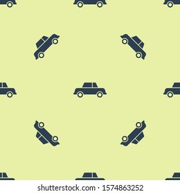 Blue Car icon isolated seamless pattern on yellow background.  Vector Illustration