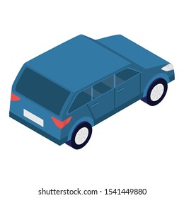 Blue car icon. Isometric of blue car vector icon for web design isolated on white background