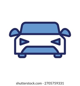 Icono azul del Vector de la ilustración del coche con el contorno para el diseño del Transporte