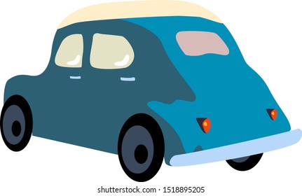 Auto azul, ilustración, vector sobre fondo blanco.