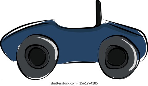Blue car, illustration, vector on white background.