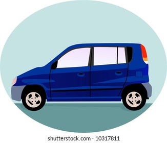 a blue car isolated 	
