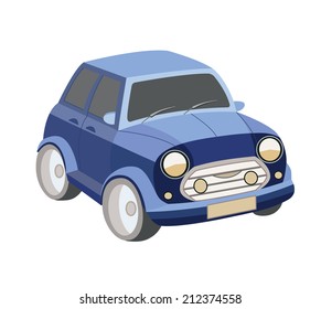 blue car isolated on white (vector illustration)