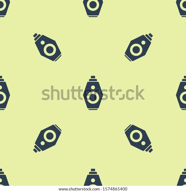 Blue Car key with remote icon isolated\
seamless pattern on yellow background. Car key and alarm system. \
Vector Illustration