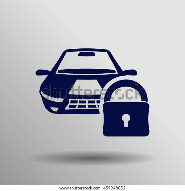blue Car lock iconbutton logo symbol concept\
high quality on the gray\
background