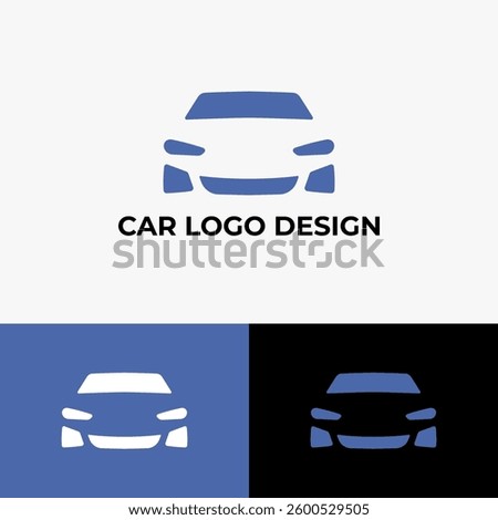 Blue car logo with negative space style, featuring a dynamic and elegant silhouette.