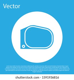 Blue Car mirror icon isolated on blue background. White circle button. Vector Illustration