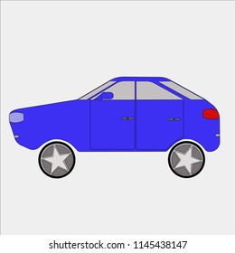 Blue car on a gray background