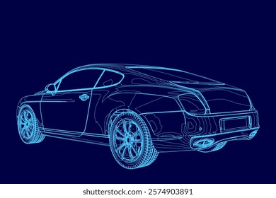 Blue car outline. The car is a luxury vehicle with a sleek design. The blue color of the car gives it a modern and sophisticated look