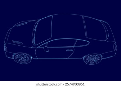 Blue car outline. The car is shown in a blue color