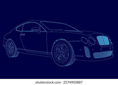 Blue car outline. The car is shown in a blue color