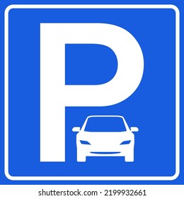 Blue car parking road sign, for a car parking space, vector