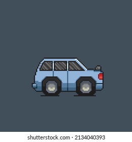 blue car in pixel style