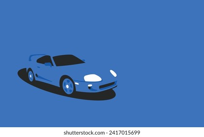 Blue car racing abstract background design. Vector illustration auto. Wallpaper in monochrome style