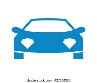 blue car ride vehicle automotive sedan front image vector icon