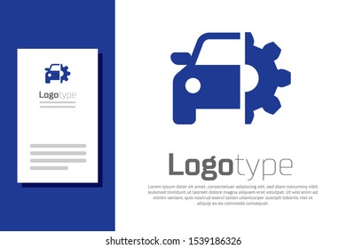 Blue Car service icon isolated on white background. Auto mechanic service. Mechanic service. Repair service auto mechanic. Maintenance sign. Logo design template element. Vector Illustration