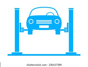 Blue car service on white background