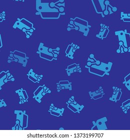 Blue Car sharing icon isolated seamless pattern on blue background. Carsharing sign. Transport renting service concept. Vector Illustration