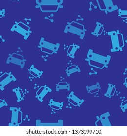 Blue Car sharing icon isolated seamless pattern on blue background. Carsharing sign. Transport renting service concept. Vector Illustration