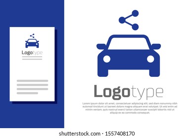 Blue Car sharing icon isolated on white background. Carsharing sign. Transport renting service concept. Logo design template element. Vector Illustration