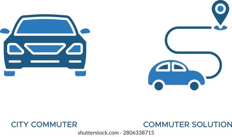 Blue car and smartphone on white background city commuter solution vector illustration