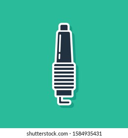 Blue Car spark plug icon isolated on green background. Car electric candle.  Vector Illustration