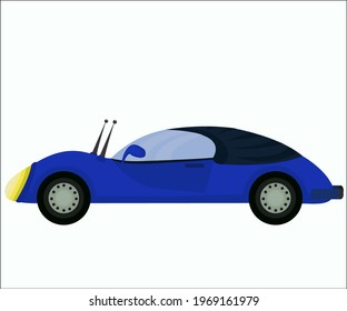 A blue car as a sport race automobile. Vector illustration.