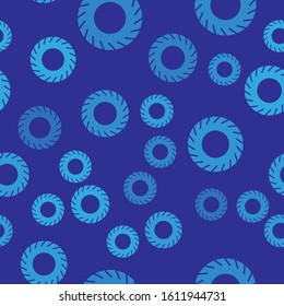 Blue Car tire icon isolated seamless pattern on blue background.  Vector Illustration