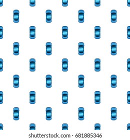 Blue car top view pattern seamless repeat in cartoon style vector illustration