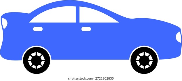 Blue car vector flat illustration.