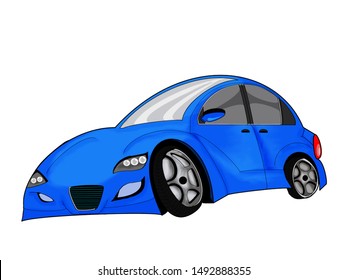 Blue car vector  on white background. Business sedan isolated. All elements in groups on separate layers.  All illustrations are easy to use and highly customizable, logical layer to fit your needs