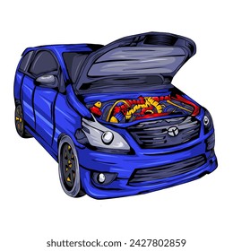 Vector de coche azul deporte estilo fresco