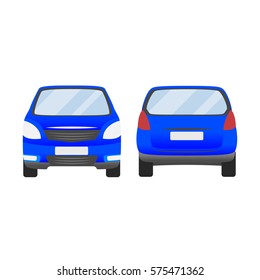 blue car vector template. Isolated family vehicle set on white background. Vector illustration with gradient colors