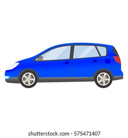 blue car vector template. Isolated family vehicle set on white background. Vector illustration with gradient colors