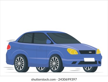 Blue car vector template on white background. Business sedan isolated. All elements in groups on separate layers. The ability to easily change the color. 24
