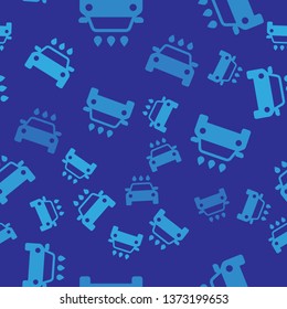 Blue Car wash icon isolated seamless pattern on blue background. Carwash service and water cloud icon. Vector Illustration