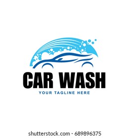 logotipo azul de lavado de coches