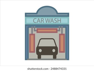 Blue car wash on white background