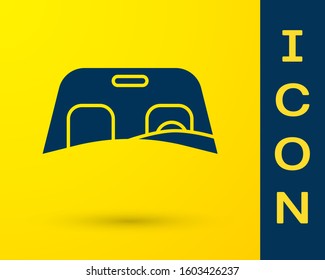 Blue Car windscreen icon isolated on yellow background.  Vector Illustration