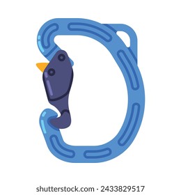 Blue Carabiner or Karabiner as Clip and Shackle Vector Illustration