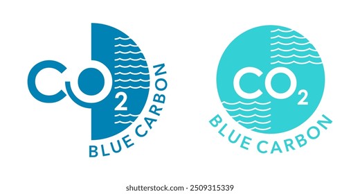 Emblema de carbono azul - mitigação das mudanças climáticas, armazenamento de carbono nas águas oceânicas profundas