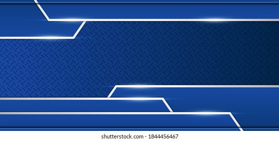 Blue carbon texture with silver line vector background