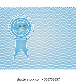 Blue card with a figured vignette for newborn boy