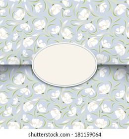 Blue card with floral pattern. Vector eps-10.